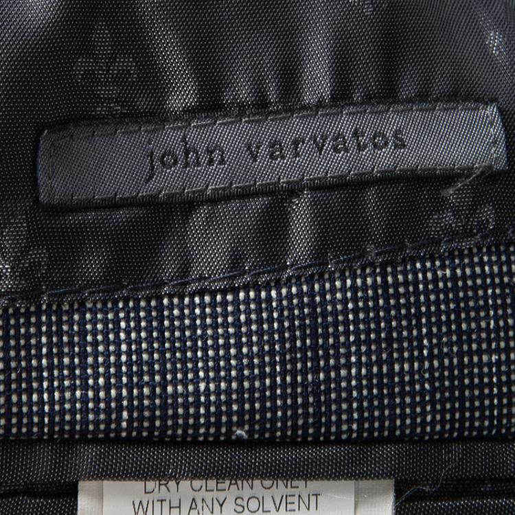 Pre Owned John Varvatos Navy Blue and White Wool Regular Fit Blazer L