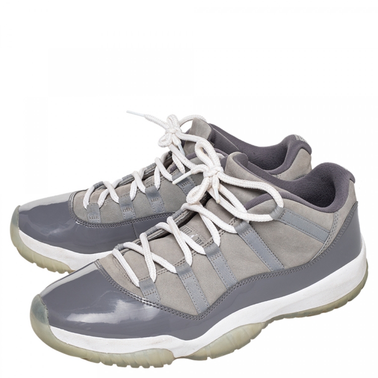 Pre Owned Jordan Cool Grey Patent Leather And Nubuck Leather Air Jordan 11 Retro Sneaker Size 46