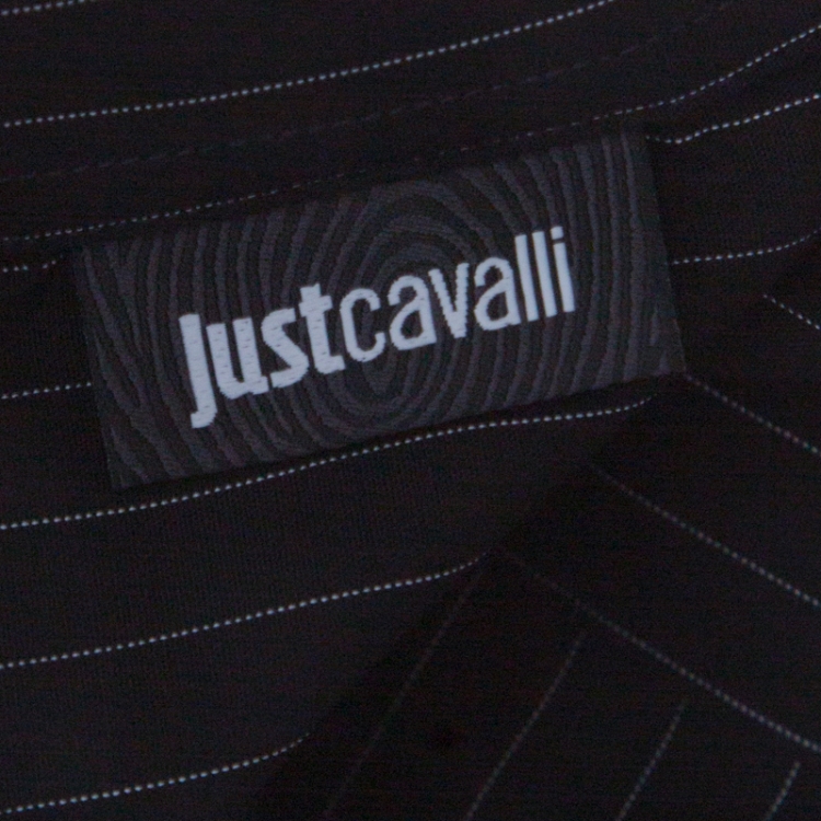 Pre Owned Just Cavalli Monochrome Striped Cotton Long Sleeve Button Front Shirt L