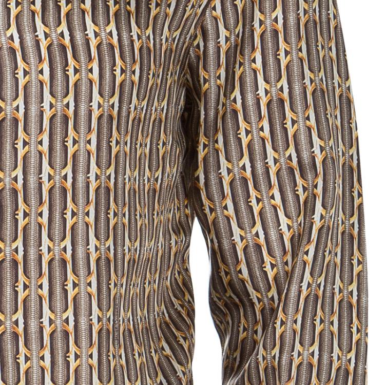 Pre Owned Just Cavalli Brown Printed Silk Long Sleeve Buttondown Shirt M