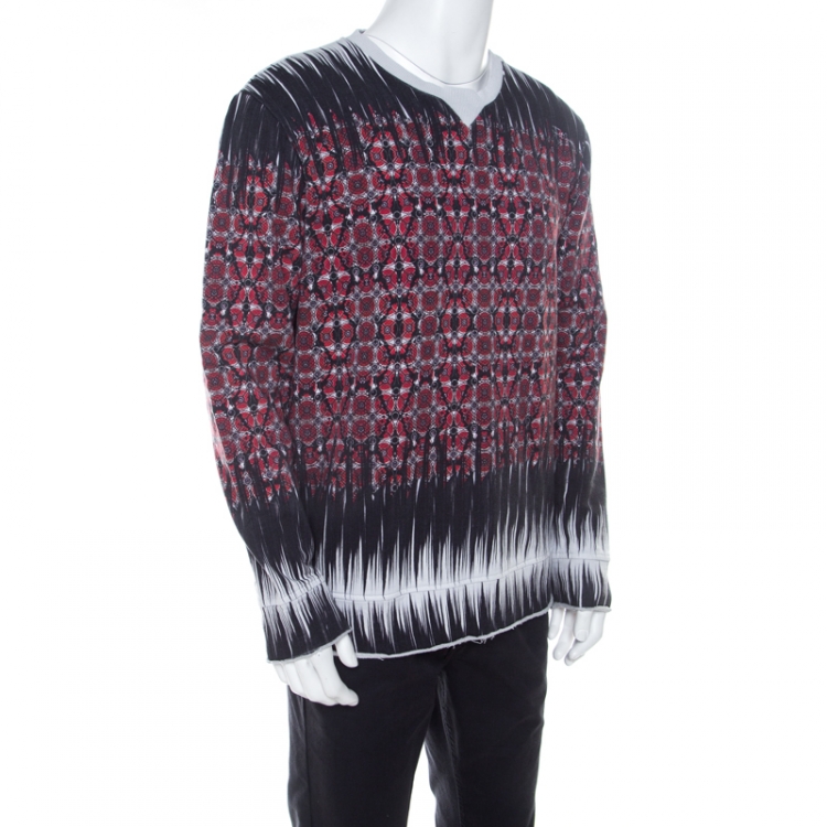 مملوكة مسبقًا Just Cavalli Multicolor Knit Circle Print Crew Neck Sweatshirt XL 