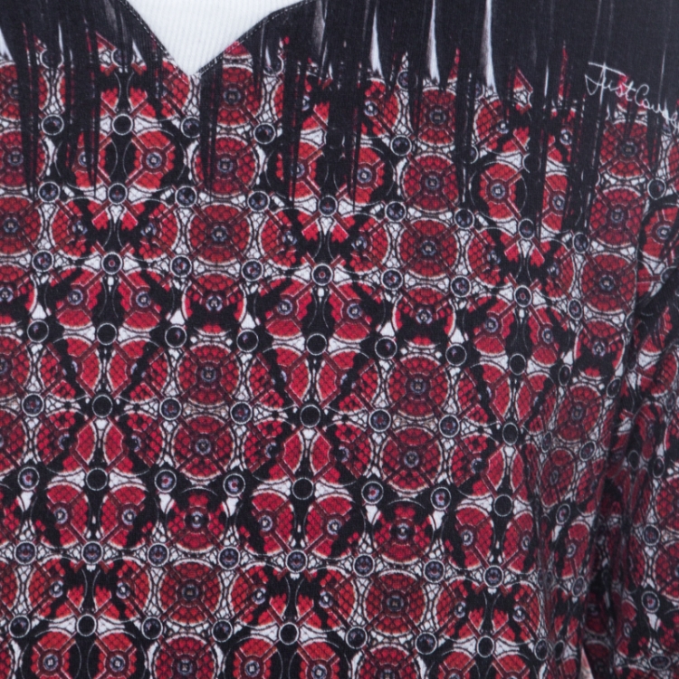 مملوكة مسبقًا Just Cavalli Multicolor Knit Circle Print Crew Neck Sweatshirt XL 