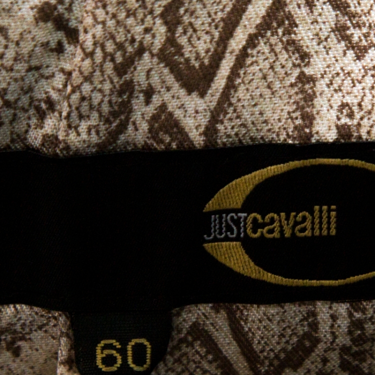 مملوكة مسبقًا Just Cavalli Brown Leather Pleated Yoke Detail Jacket 5XL 