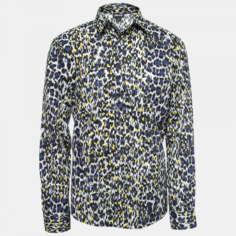 مملوكة مسبقًا Just Cavalli Multicolour Printed Cotton Button Front Shirt XL