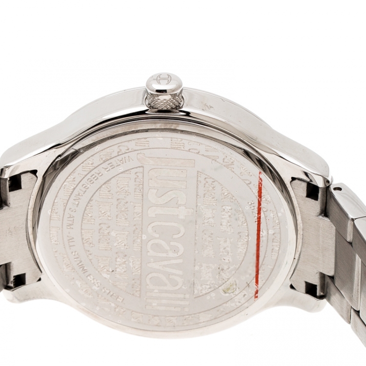 Pre Owned Just Cavalli Silver Stainless Steel 7253127530 Men's Wristwatch 42 mm