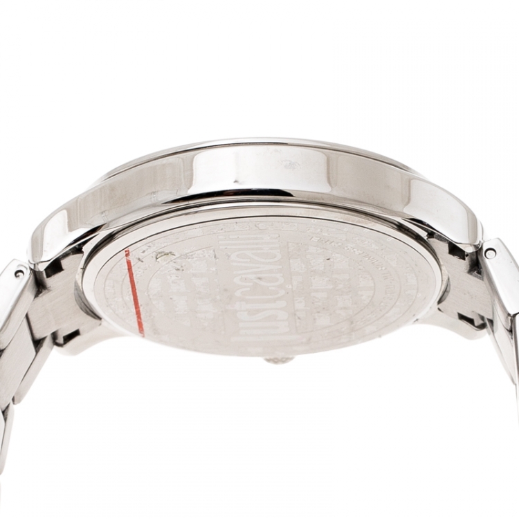 Pre Owned Just Cavalli Silver Stainless Steel 7253127530 Men's Wristwatch 42 mm