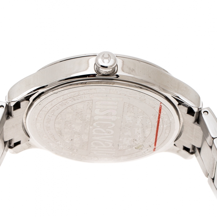 Pre Owned Just Cavalli Silver Stainless Steel 7253127530 Men's Wristwatch 42 mm