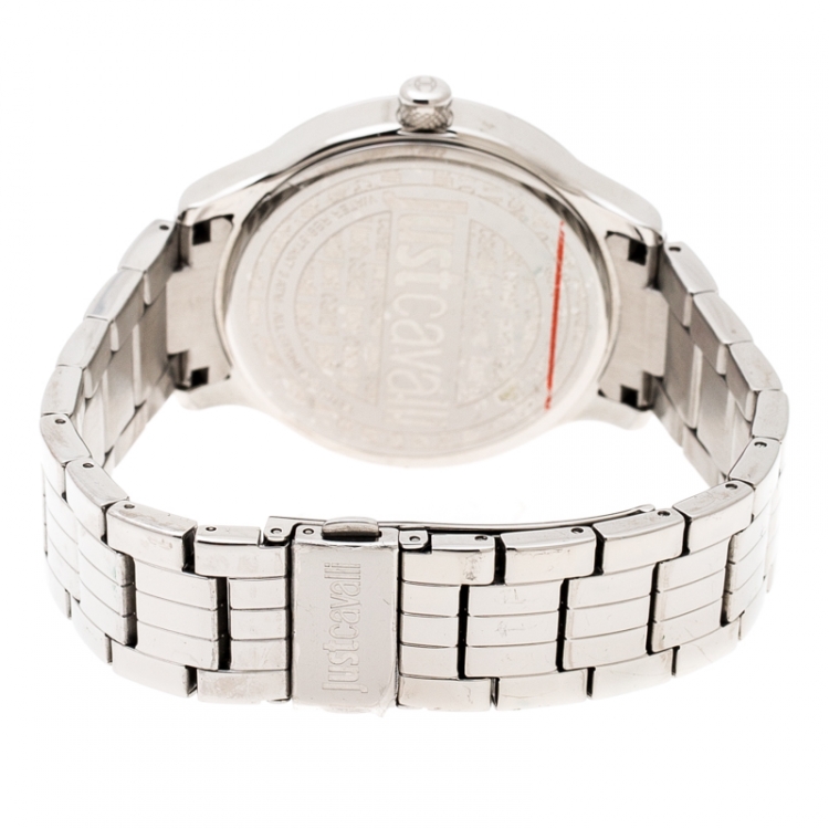 Pre Owned Just Cavalli Silver Stainless Steel 7253127530 Men's Wristwatch 42 mm