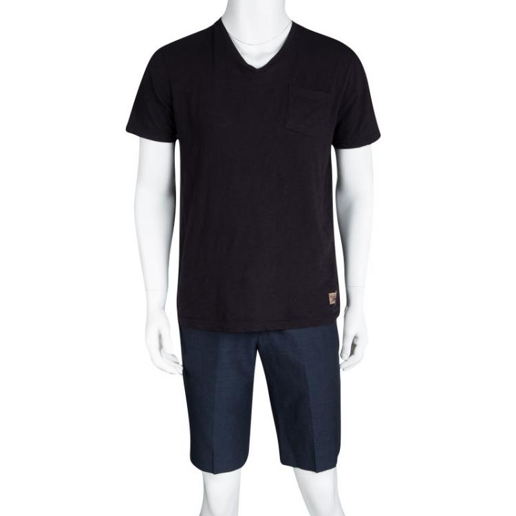 Pre Owned Kenzo Marine Blue Linen Blend Bermuda Shorts M