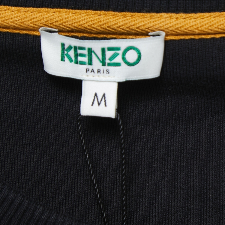 Pre Owned Kenzo Black/Gold Tiger Embroidered Cotton Sweatshirt M