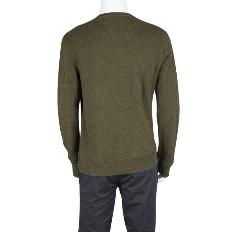 Pre Owned Kenzo Jungle Olive Green Tiger Motif Embroidered Sweatshirt XL