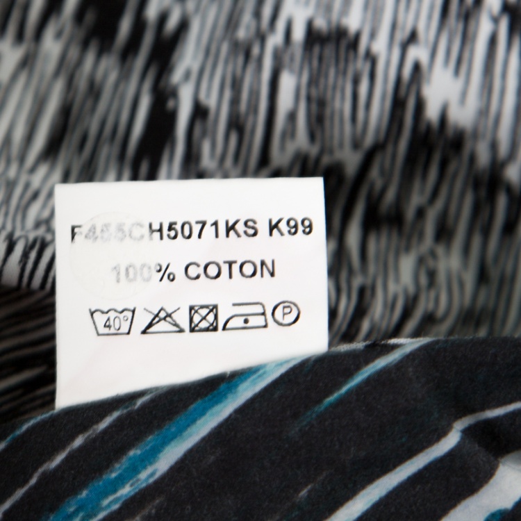 Pre Owned Kenzo Multicolor Scribble and Stripe Printed Cotton Short Sleeve Shirt L