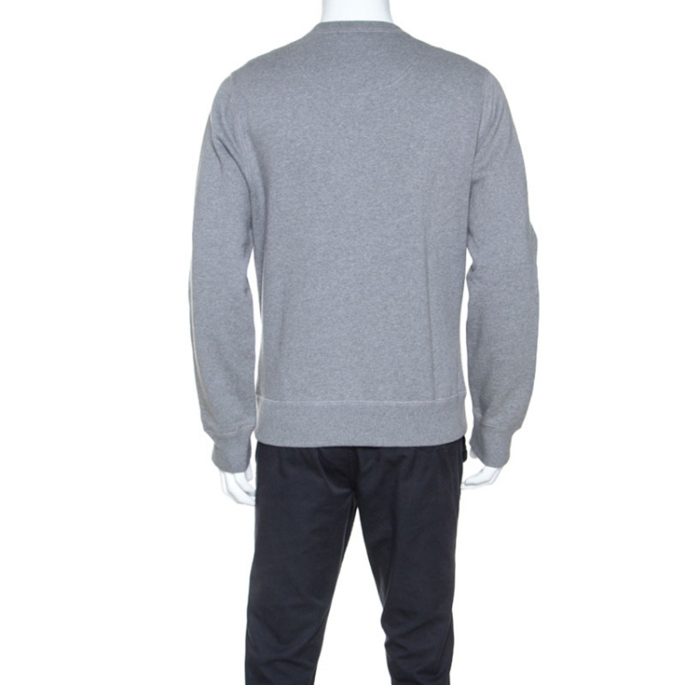 Pre Owned Kenzo Grey Cotton Eye Embroidered Sweatshirt L