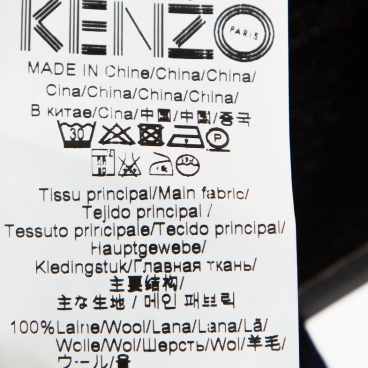 Pre Owned Kenzo Blue Tiger & Logo Embroidered Wool Melange Sweater S
