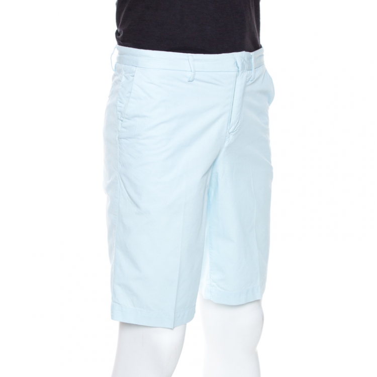 Pre Owned Kenzo Light Blue Cotton Collection Fit Bermuda Shorts S