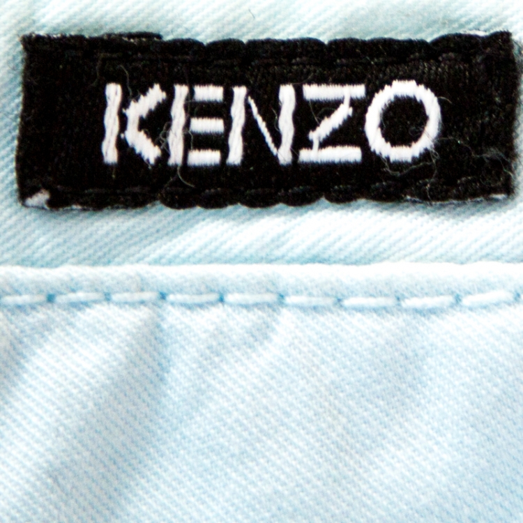 Pre Owned Kenzo Light Blue Cotton Collection Fit Bermuda Shorts S