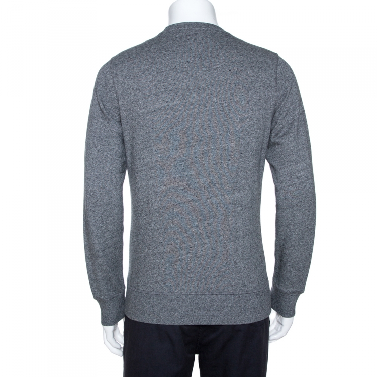 Pre Owned Kenzo Grey Tiger Embroidered Marl Knit Sweatshirt S