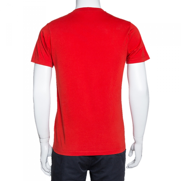 Pre Owned Kenzo Vibrant Red Tiger Print Crew Neck T Shirt S