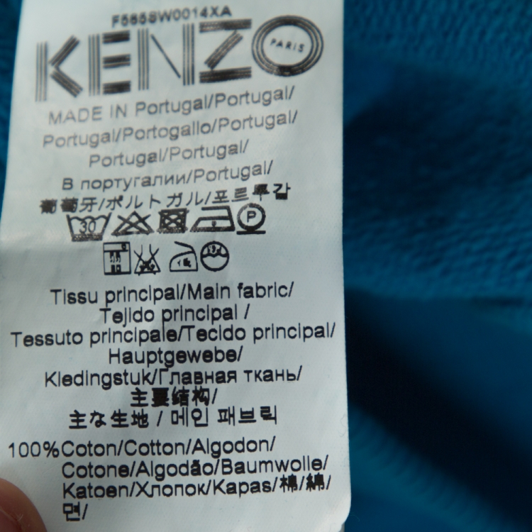 Pre Owned Kenzo Blue Tiger Embroidered Cotton Sweatshirt S