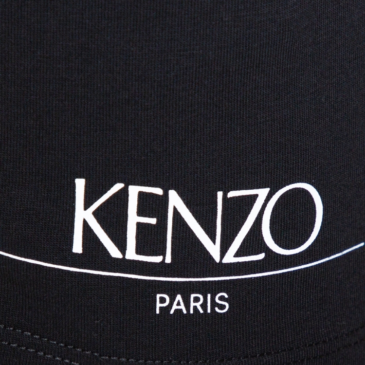 Pre Owned Kenzo Black Cotton Dragon Print Crew Neck T Shirt M 