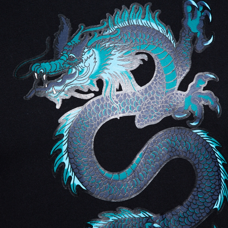 Pre Owned Kenzo Black Cotton Dragon Print Crew Neck T Shirt M 
