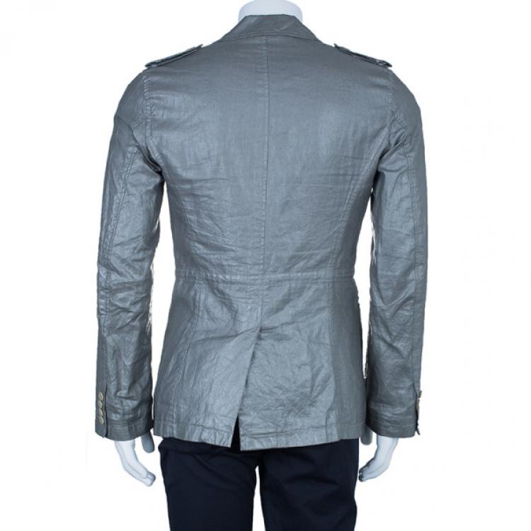 مملوكة مسبقًا Kenzo Men's Gray Metallic Casual Blazer M
