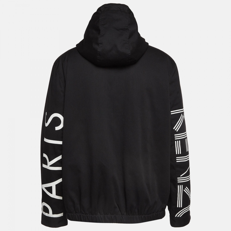 مملوكة مسبقًا Kenzo Black Gabardine Hooded Jacket XL