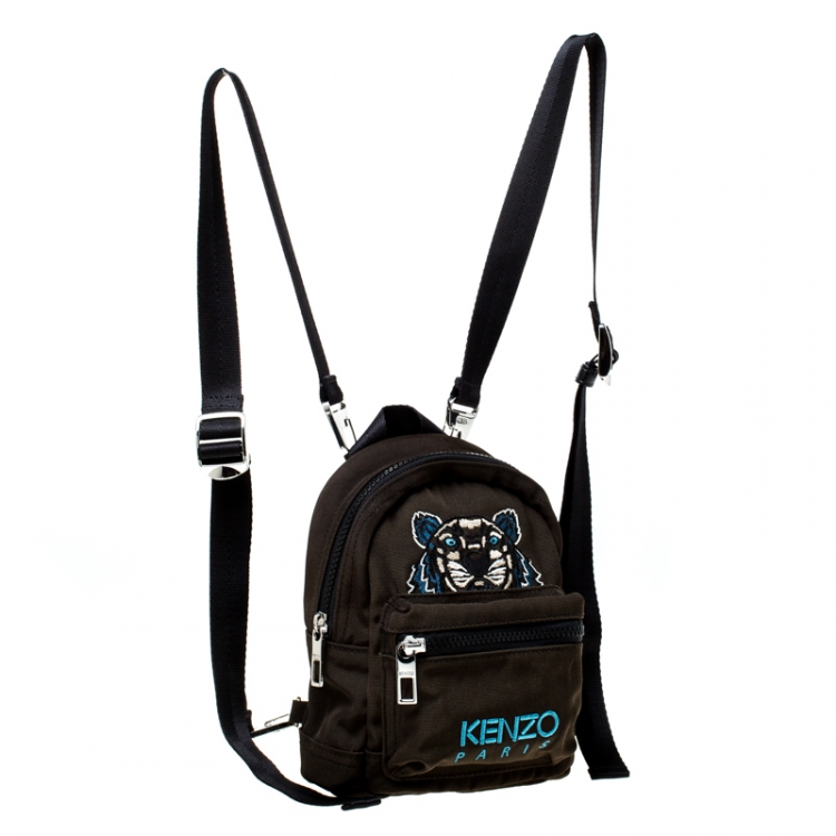 Pre Owned Kenzo Dark Green Canvas Mini Tiger Backpack