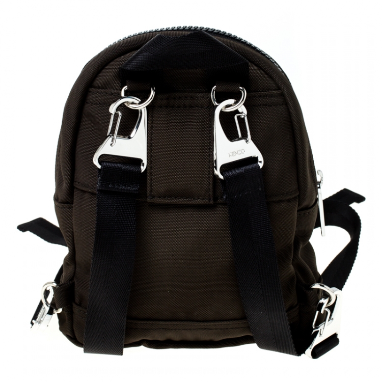 Pre Owned Kenzo Dark Green Canvas Mini Tiger Backpack