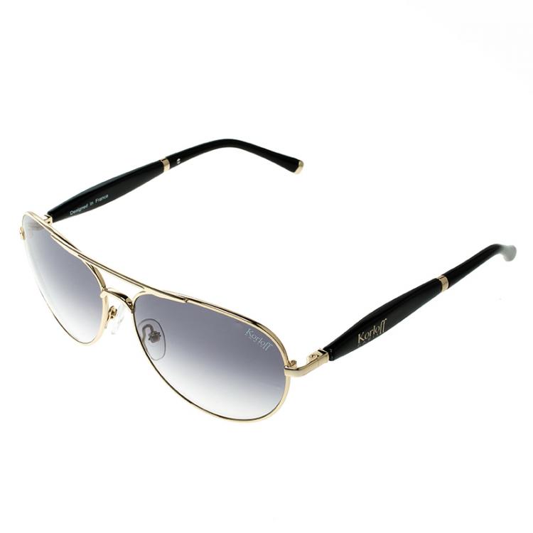 مملوكة مسبقًا Korloff Gold/Black Gradient KOR2021 AViator Sunglasses