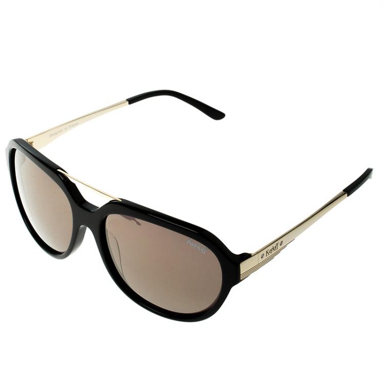 Pre Owned Korloff Black/Gold Aviator Sunglasses