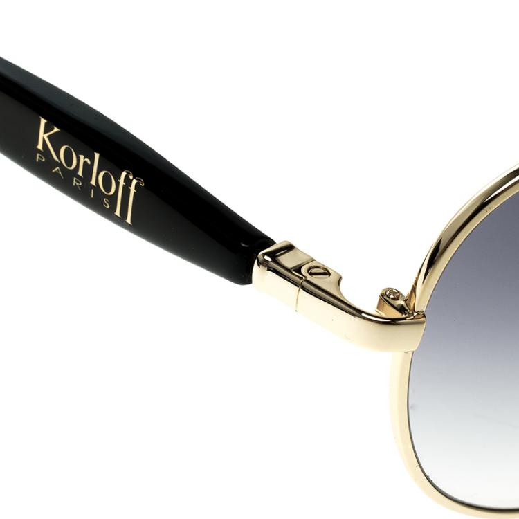 Pre Owned Korloff Gold/Black Gradient KOR2021 AViator Sunglasses