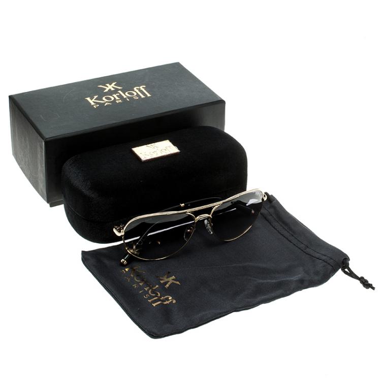 Pre Owned Korloff Gold/Black Gradient KOR2021 AViator Sunglasses