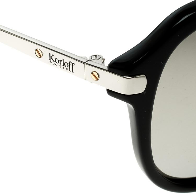 Pre Owned Korloff Black/Silver Mirrored KOR2035 Aviator Sunglasses