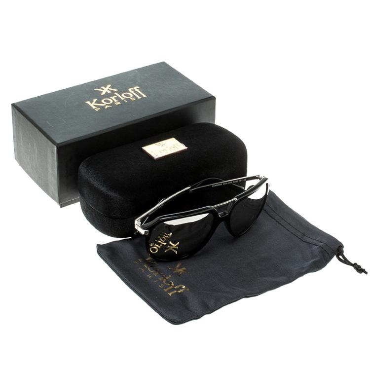 Pre Owned Korloff Black/Silver Mirrored KOR2035 Aviator Sunglasses