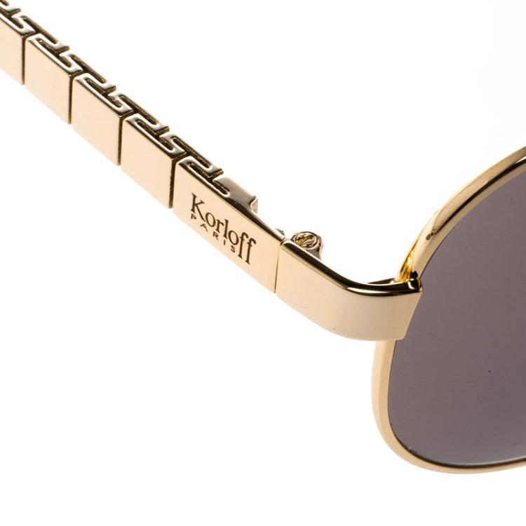 Pre Owned Korloff Gold/Black KOR2016 Aviator Sunglasses
