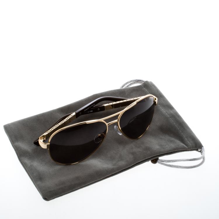 Pre Owned Korloff Gold/Black KOR2016 Aviator Sunglasses