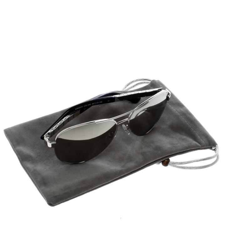 Pre Owned Korloff Silver Mirror KOR2016 Aviator Sunglasses