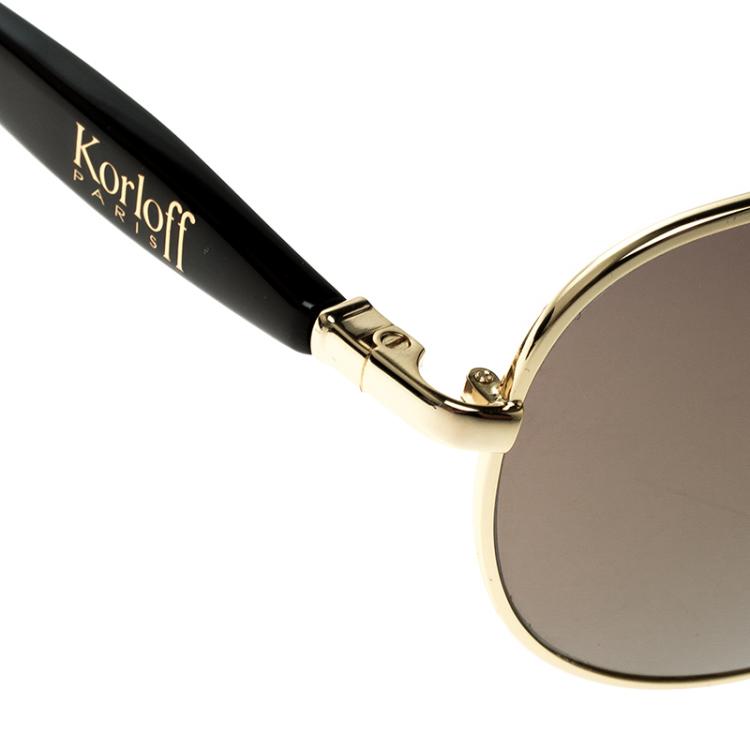 Pre Owned Korloff Gold/Gold KOR2021 AViator Sunglasses