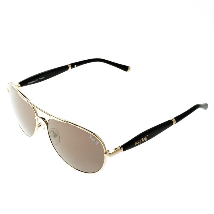 Pre Owned Korloff Gold/Gold KOR2021 AViator Sunglasses