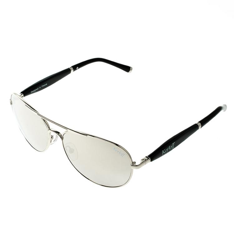 Pre Owned Korloff Silver/Silver Mirrored KOR2021Aviator Sunglasses