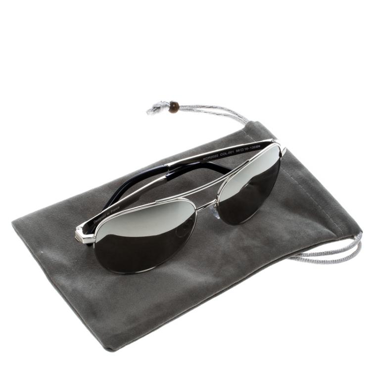 Pre Owned Korloff Silver Mirror KOR2026 Aviator Sunglasses