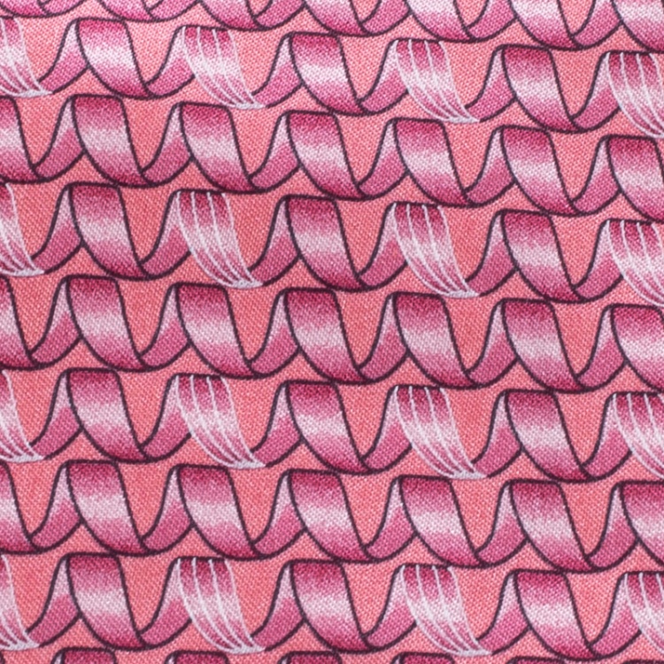 Pre Owned Lanvin Pink Spiral Printed Silk Tie 