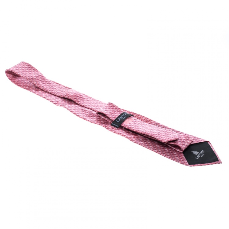 Pre Owned Lanvin Pink Spiral Printed Silk Tie 