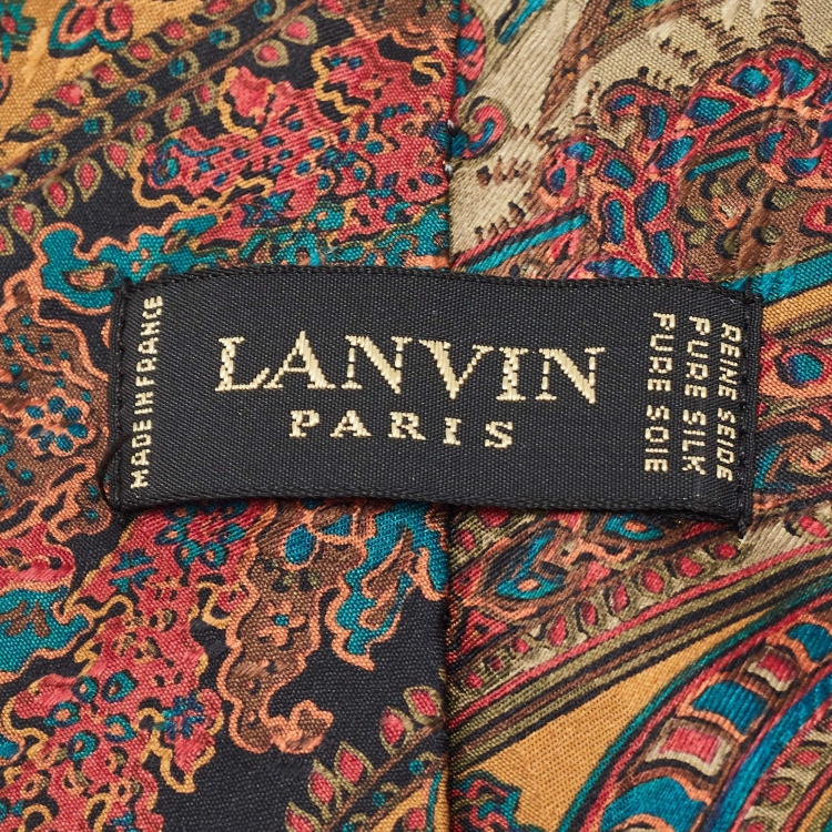 Pre Owned Lanvin Multicolor Paisley Print Satin Silk Traditional Tie