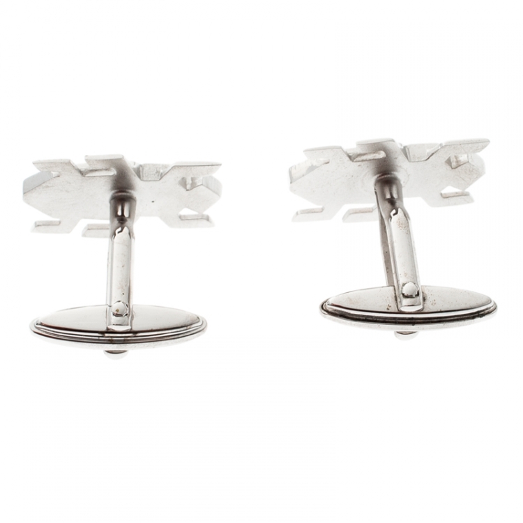Pre Owned Lanvin Beetle Silver Tone Cufflinks