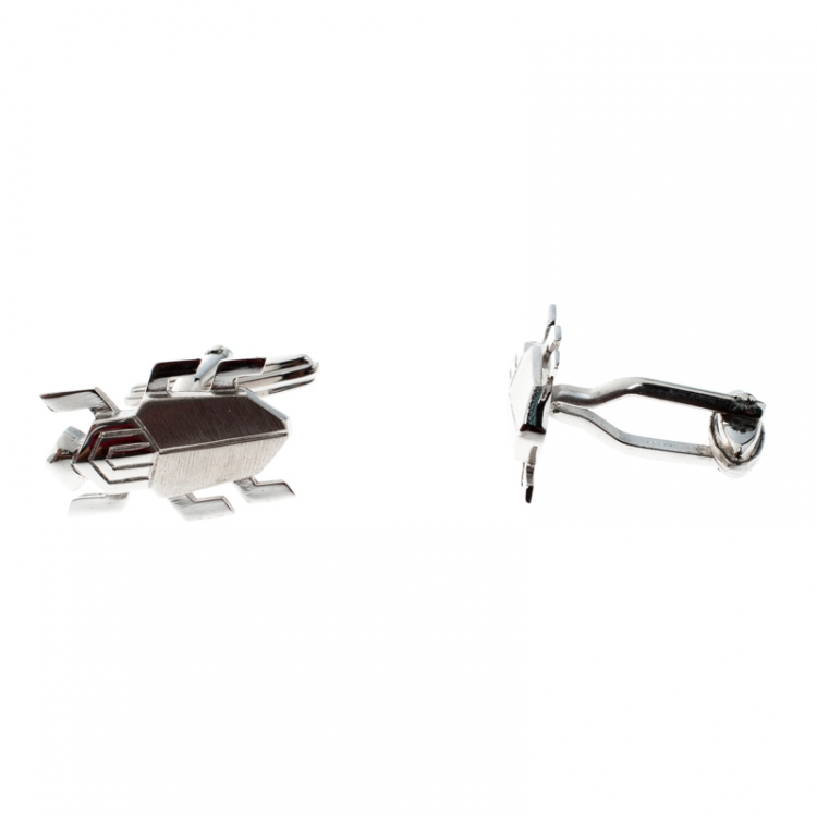Pre Owned Lanvin Beetle Silver Tone Cufflinks