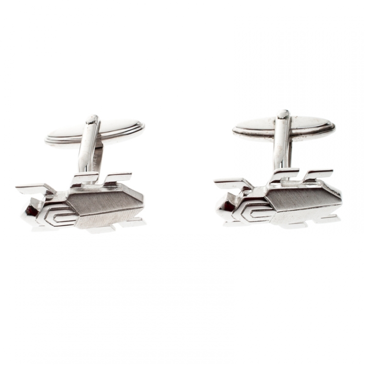 Pre Owned Lanvin Beetle Silver Tone Cufflinks
