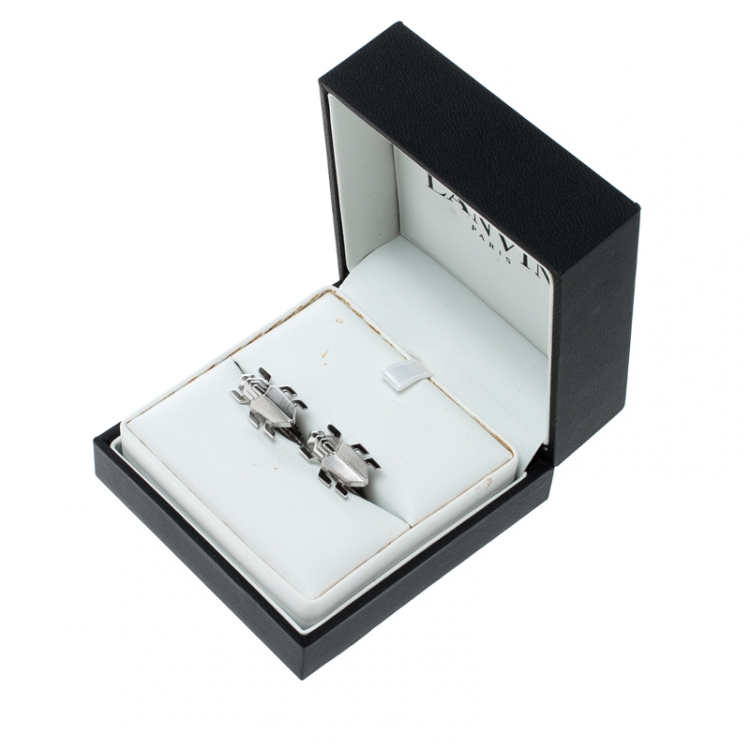 Pre Owned Lanvin Beetle Silver Tone Cufflinks