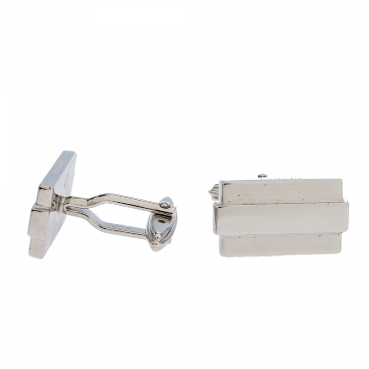 Pre Owned Lanvin Silver Tone Rectangular Cufflinks